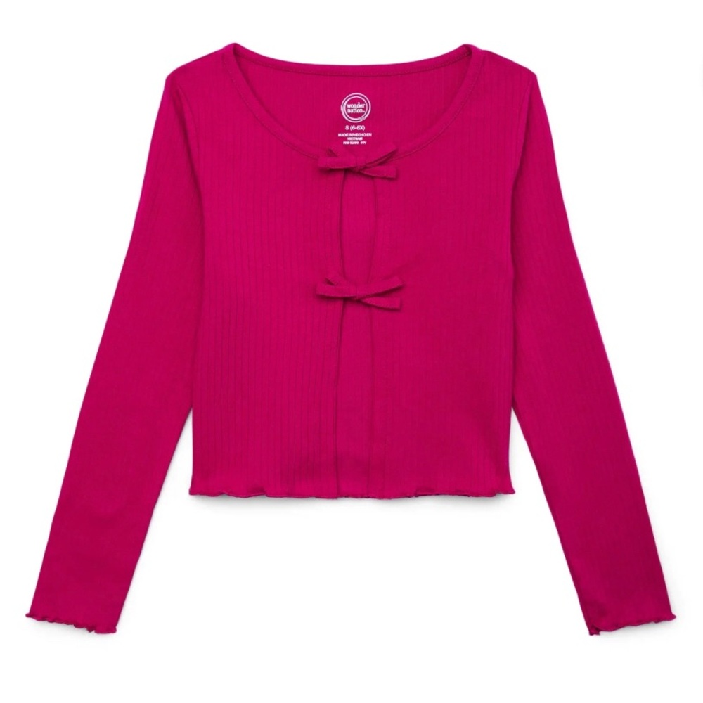 WONDER NATION Girls Cami Cardigan Set Size XL 14-16 Girls Pink Ribbed New